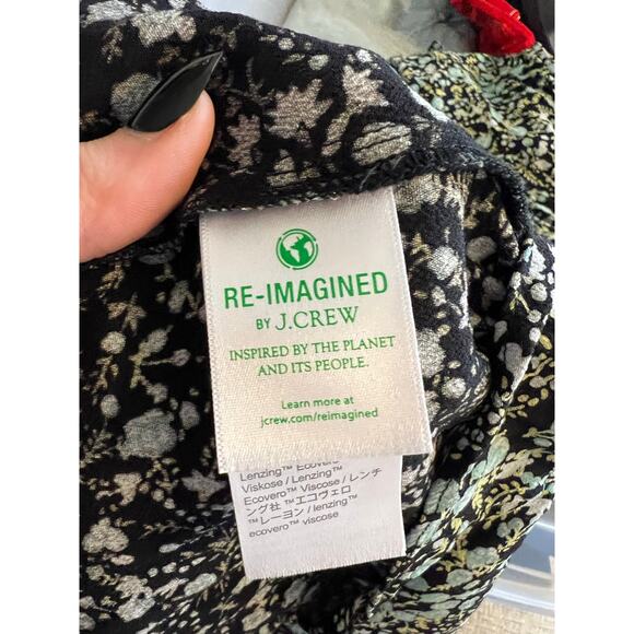 J.Crew Women's Floral Midi Dress size 6 Belted Green Blue Drapey Fall Garden - Picture 6 of 11